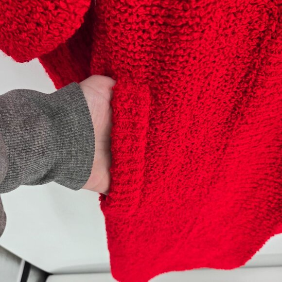 Sideffects vintage Medium Red chunky knit longline open front sweater cardigan - Picture 4 of 10